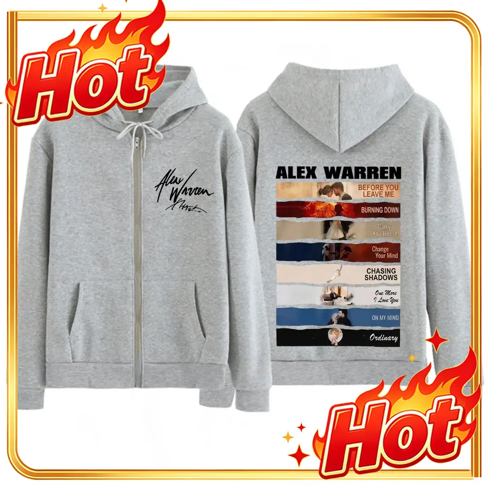 Mens Fashion Zip Up Hoodies - 가수 알렉스 워렌 2026 투어 프린트