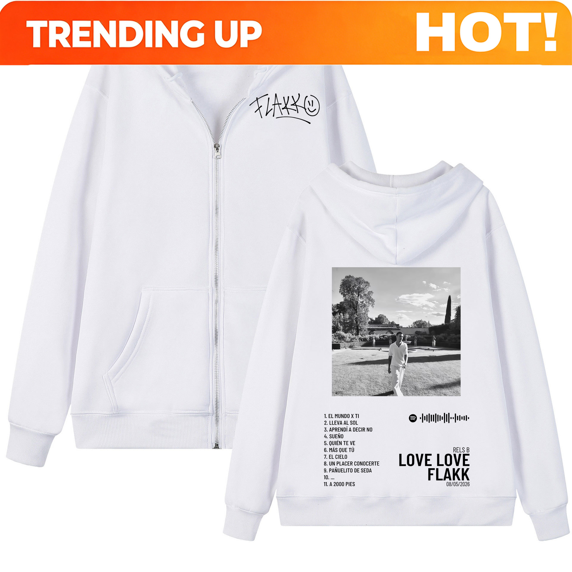 Mens Fashion Zip Up Hoodies - 래퍼 렐스 브 러브 러브 플랙