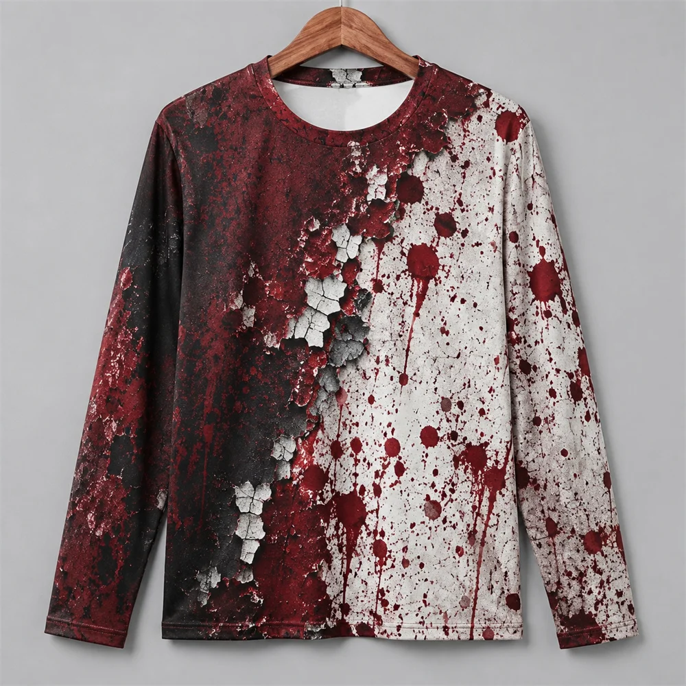 Men'S Fashion T Shirts - 3D 프린팅으로 제작된 공포스러운 붉은 혈흔