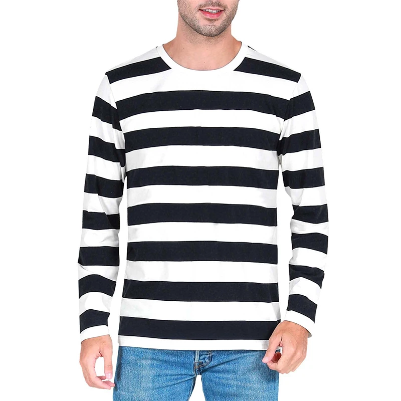 Mens Fashion Clothes - 대비되는 스트라이프 패턴의 3D 프린트 남성용