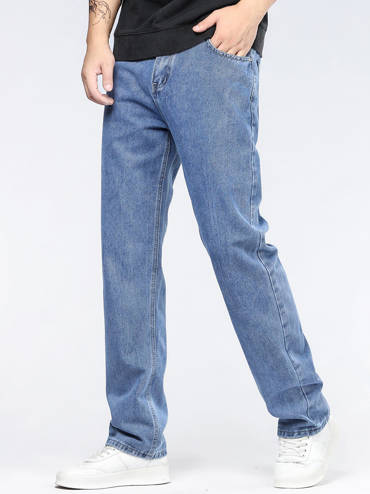 남성용 한국 패션 배기 진 클래식 올매치 솔리드 컬러  - Men'S Fashion Grey Jeans 리뷰 및 가격