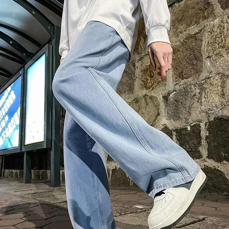 한국 스타일의 스트리트 패션, 새로운 트렌드의 넉넉한  - Men'S Fashion Grey Jeans 리뷰 및 가격