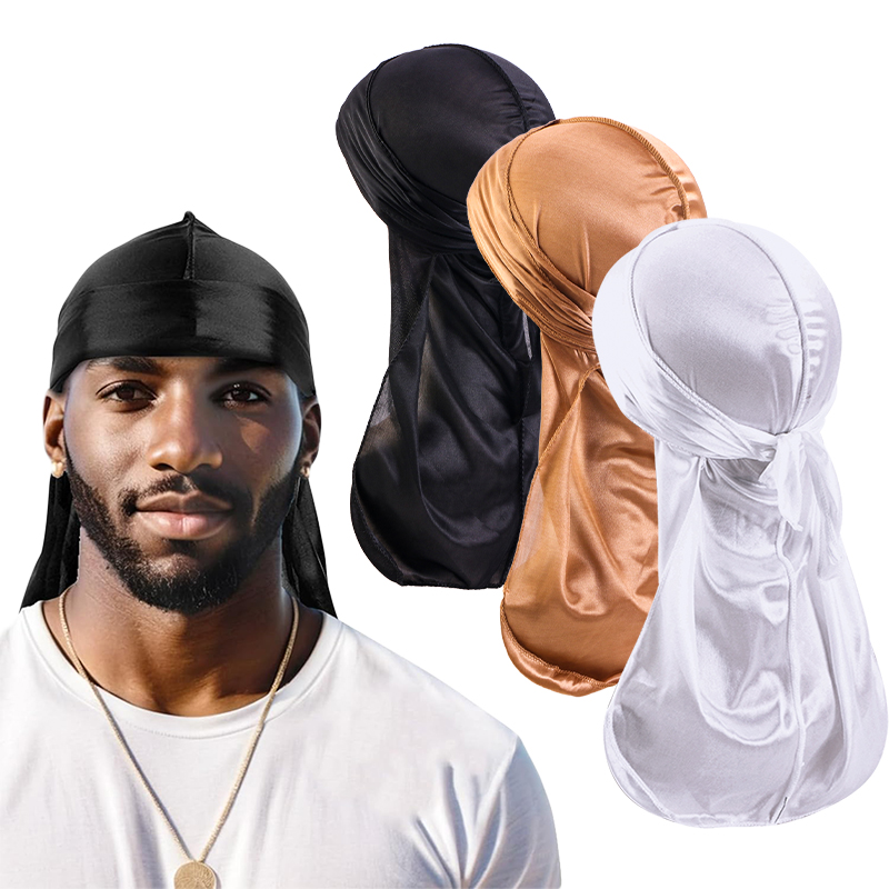 3 개/몫 긴 Durag 실크 새틴 Bandanas 모 - Men'S Fashion With Hat 리뷰 및 가격