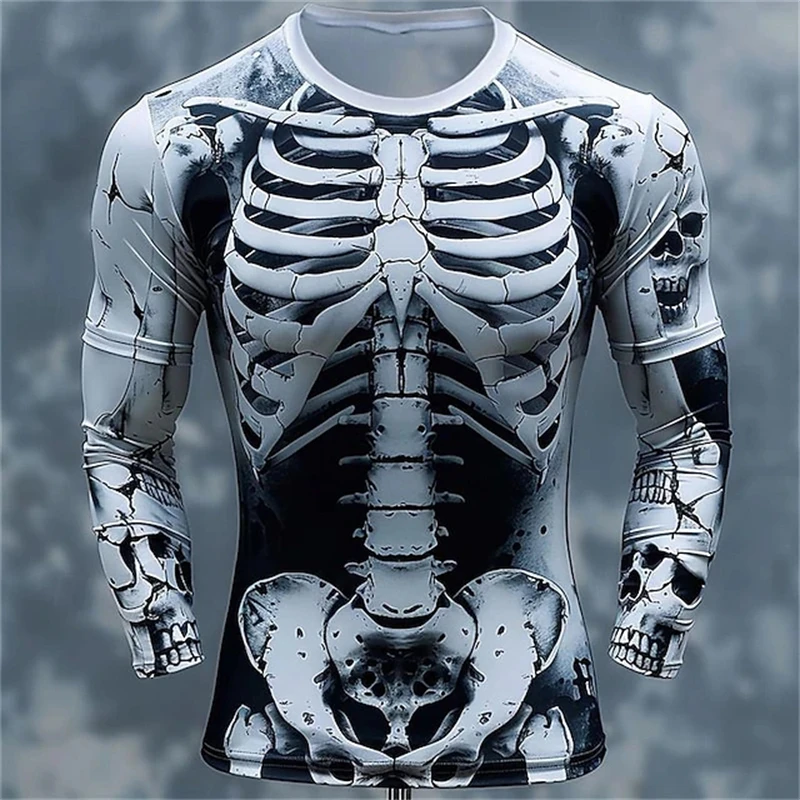 3D 프린팅 기법으로 제작된 해골 패턴 티셔츠, 남성용 - Mens Fashion Clothes 리뷰 및 가격