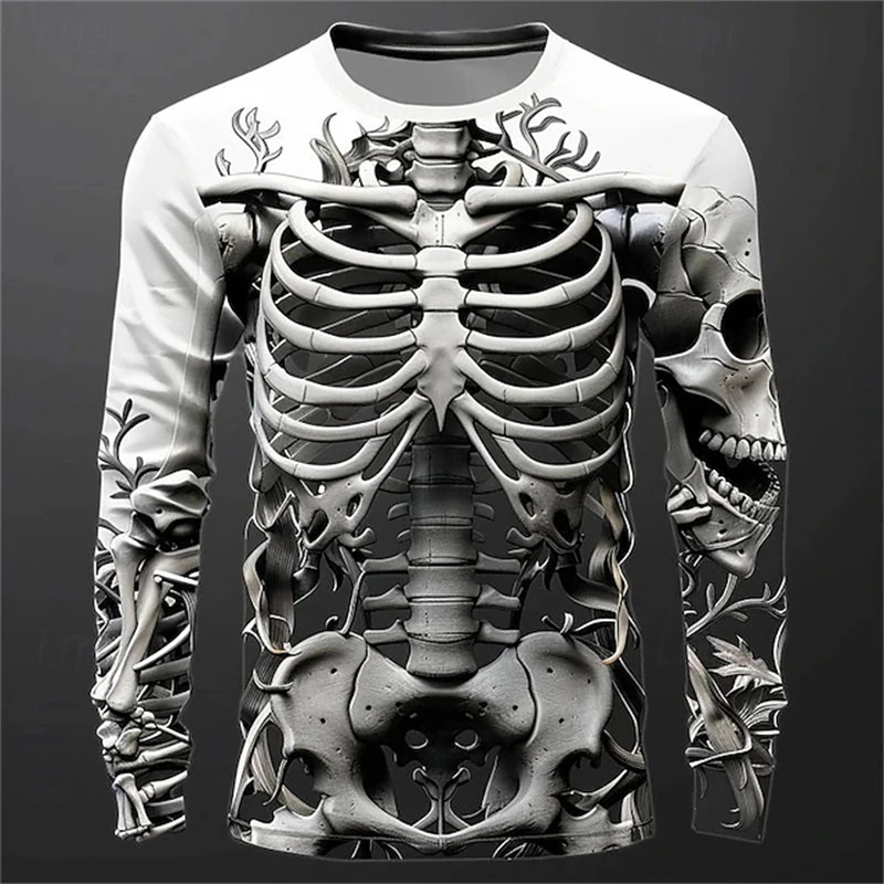 3D 프린팅 기법으로 제작된 해골 패턴 티셔츠, 남성용 - Mens Fashion Clothes 리뷰 및 가격