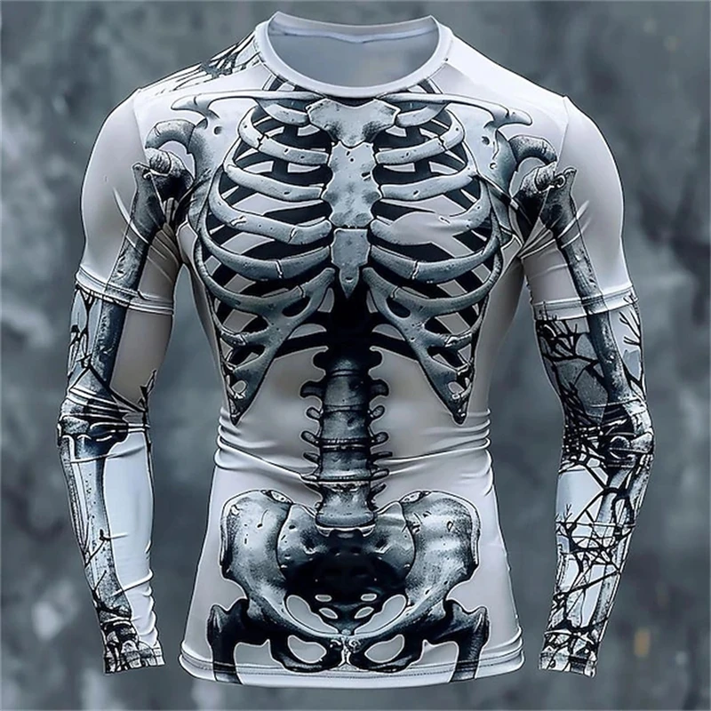 3D 프린팅 기법으로 제작된 해골 패턴 티셔츠, 남성용 - Mens Fashion Clothes 리뷰 및 가격