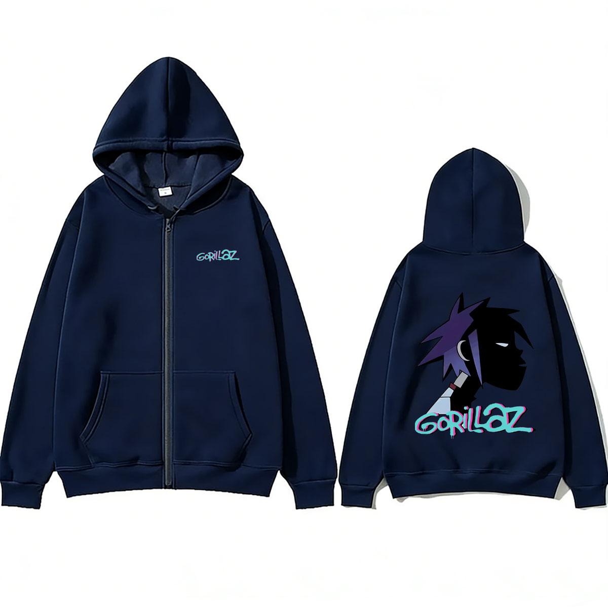 록 밴드 고릴라즈 로고가 새겨진 지퍼 후디, 남녀 공용 - Mens Fashion Zip Up Hoodies 리뷰 및 가격