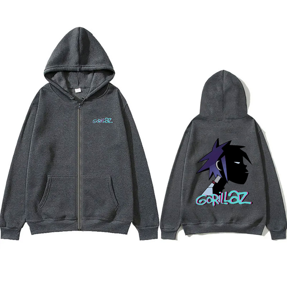 록 밴드 고릴라즈 로고가 새겨진 지퍼 후디, 남녀 공용 - Mens Fashion Zip Up Hoodies 리뷰 및 가격
