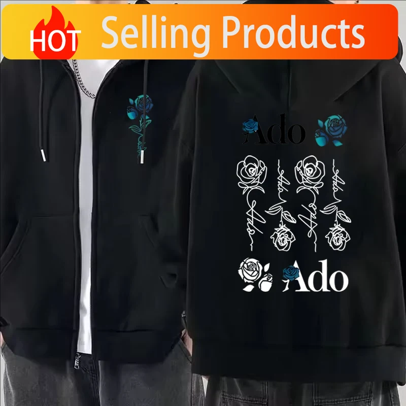 2026 Ado 그래픽 프린트 지퍼 후드티 가을 겨울  - Mens Fashion Zip Up Hoodies 리뷰 및 가격