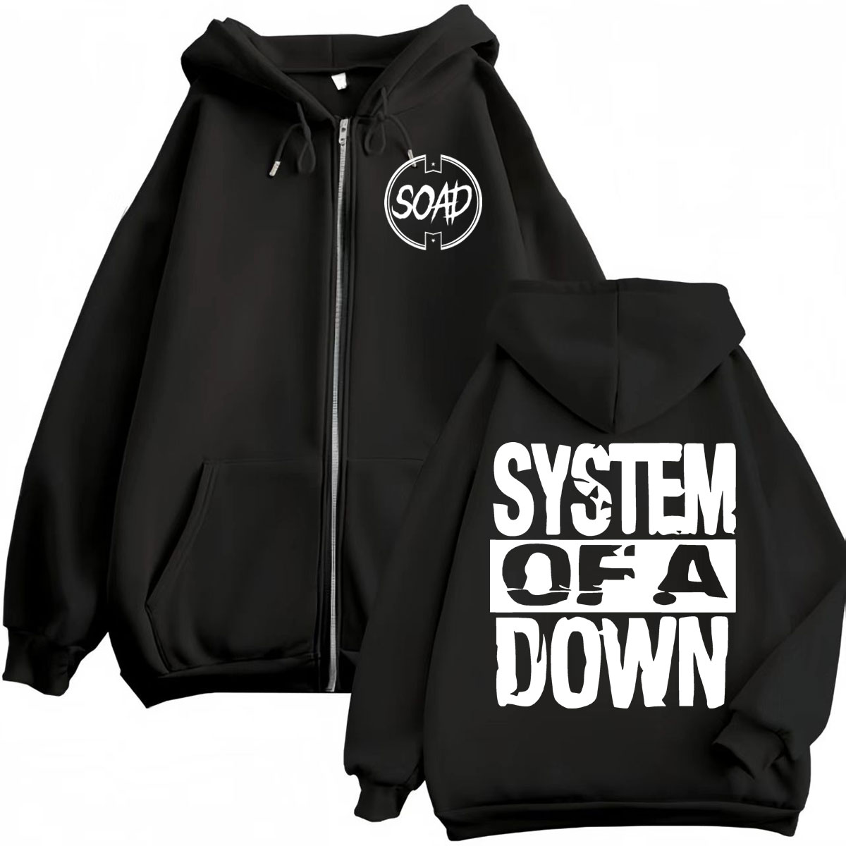 록 밴드 시스템 오브 어 다운 프린트 지퍼 후드티 고품 - Mens Fashion Zip Up Hoodies 리뷰 및 가격