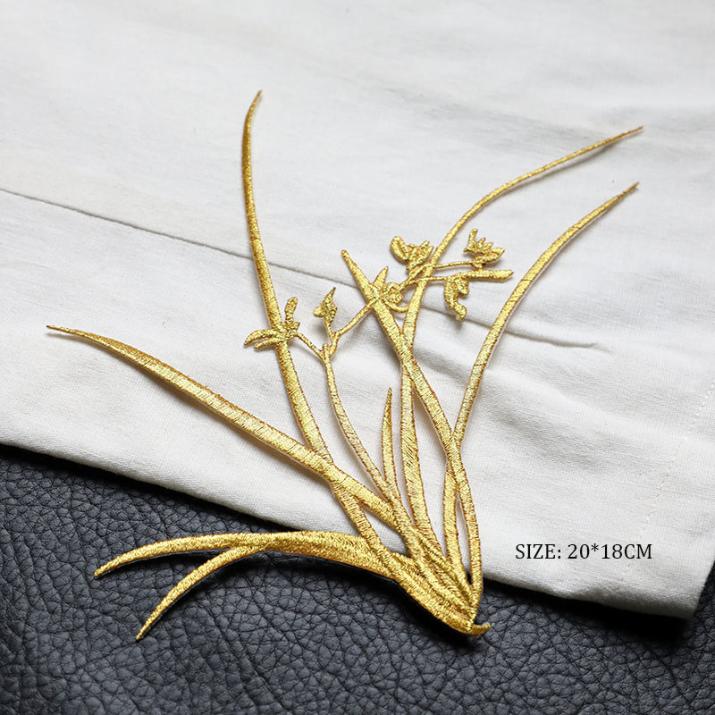 1 조각 20CM X 18CM 난초 수 놓은 의상 패치 - Men'S Fashion X 리뷰 및 가격