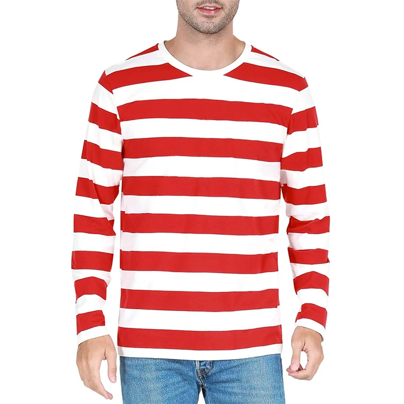 세련된 대비색 스트라이프 3D 프린트 남성용 긴팔 티셔 - Mens Fashion Clothes 리뷰 및 가격