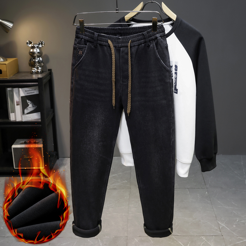 남성용 겨울 신상 플리스 안감 청바지, 신축성 있는 허 - Men'S Fashion Grey Jeans 리뷰 및 가격